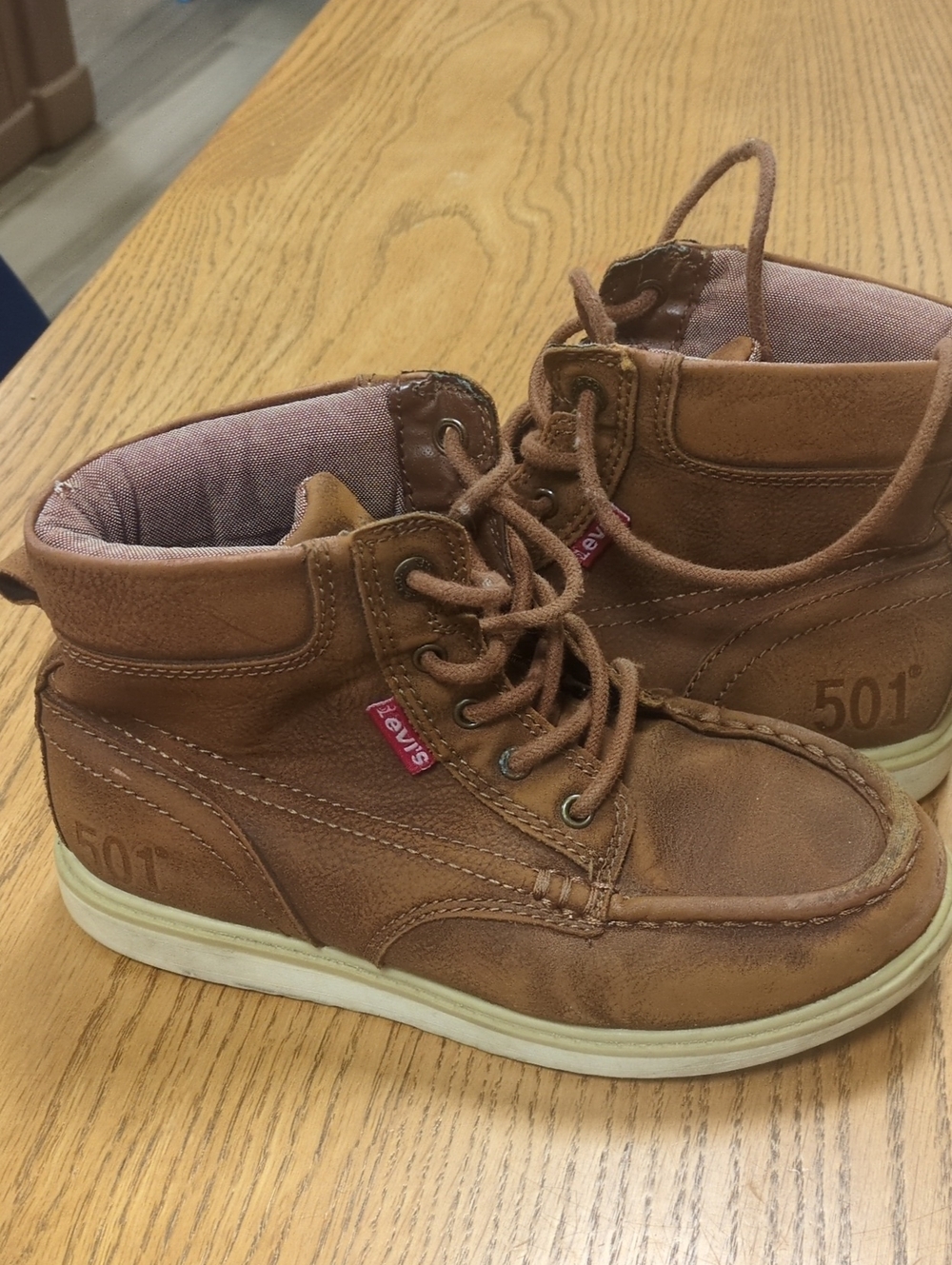 Levi's Brown Tan Kids High-Top Lace-Up Sneakers